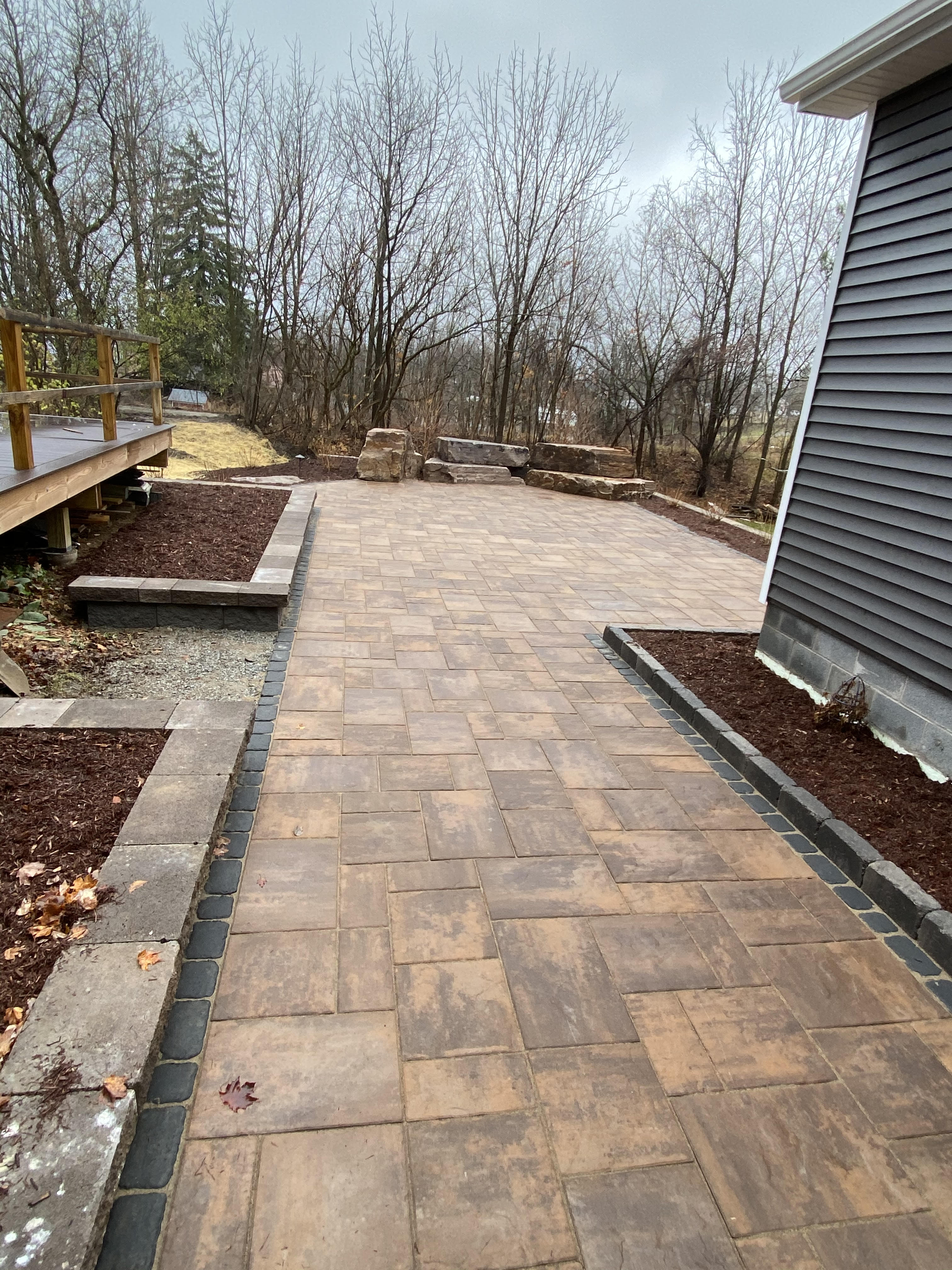 Paver Patio with Boulder Seating